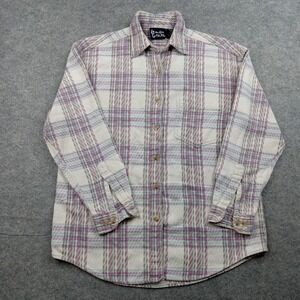 Lemon Grass Shirt Womens Medium Pink Beige Plaid Long Sleeve‎ Button Front